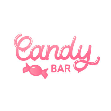 Hand drawn linear lettering logo. The inscription: Candy shop. Perfect design for logo, posters, banners, prints.