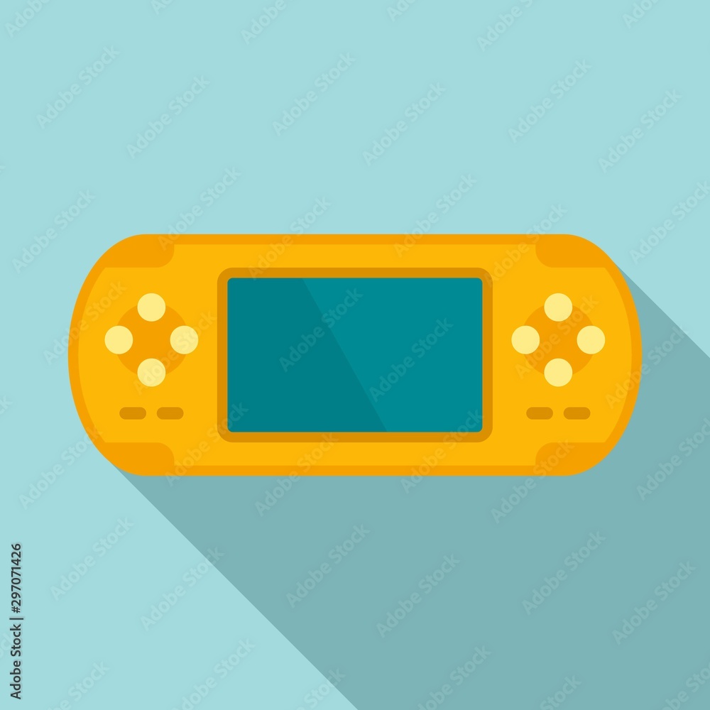 Poster yellow portable console icon. flat illustration of yellow portable console vector icon for web desig