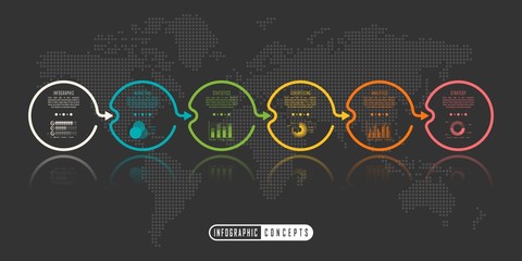 Naklejka premium Infographic timeline template can be used for chart, diagram, web design, presentation, advertising, history. Vector infographic illustration