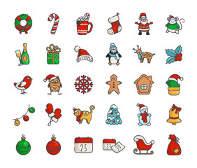 vector kawaii Christmas collection