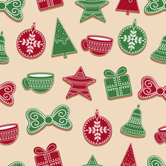 Christmas gingerbread seamless pattern