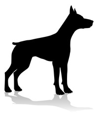 A detailed animal silhouette of a pet dog