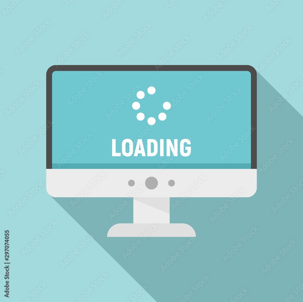 Poster loading computer update icon. flat illustration of loading computer update vector icon for web desig