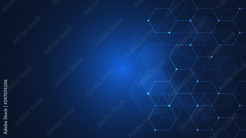 Poster vector hexagons pattern. geometric abstract background with simple hexagonal elements. medical, tech