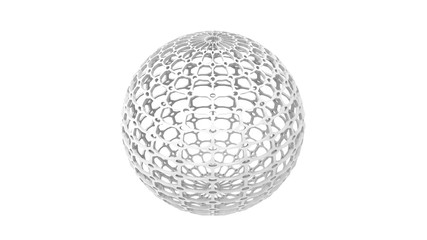 3d rendering of a complex shaped sphere isolated in white background