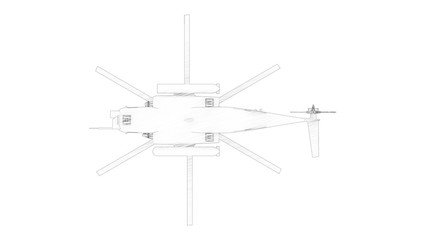 3d rendering of a large combat helicopter isolated in white background