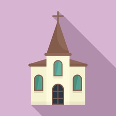 Wood church icon. Flat illustration of wood church vector icon for web design