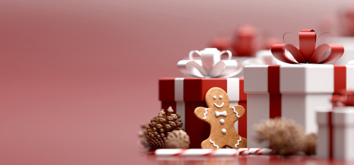 Christmas white background with christmas balls and decoration - 3d rendering