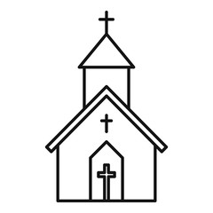 Church building icon. Outline church building vector icon for web design isolated on white background