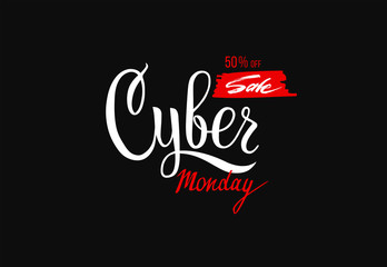 Cyber monday sale lettering design