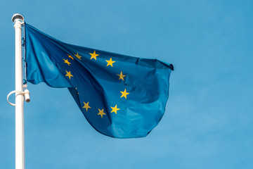 Blue European flag with twelve stars