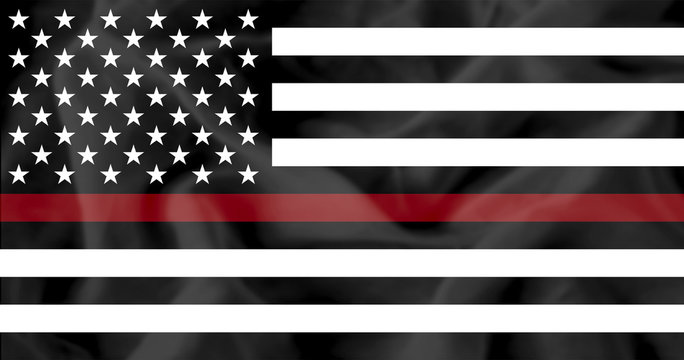 Flag of USA with Red Line - symbol firefighters
