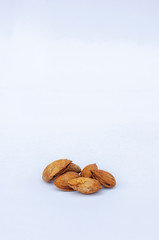 almonds isolated on white background close up. 