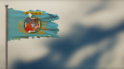 Lazio 3D tattered waving flag illustration on Flagpole.