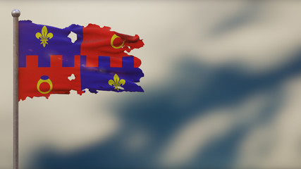Montgomery County 3D tattered waving flag illustration on Flagpole.