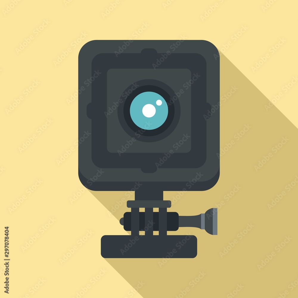 Sticker Bike action camera icon. Flat illustration of bike action camera vector icon for web design