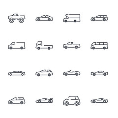 simple car set icon template color editable. car pack symbol vector sign isolated on white background illustration for graphic and web design.