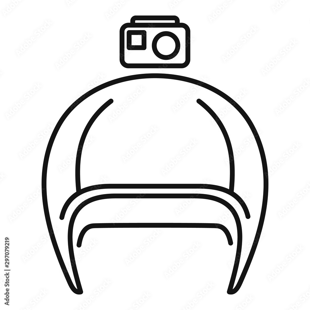 Poster action camera helmet icon. outline action camera helmet vector icon for web design isolated on white