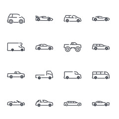 simple car set icon template color editable. car pack symbol vector sign isolated on white background illustration for graphic and web design.