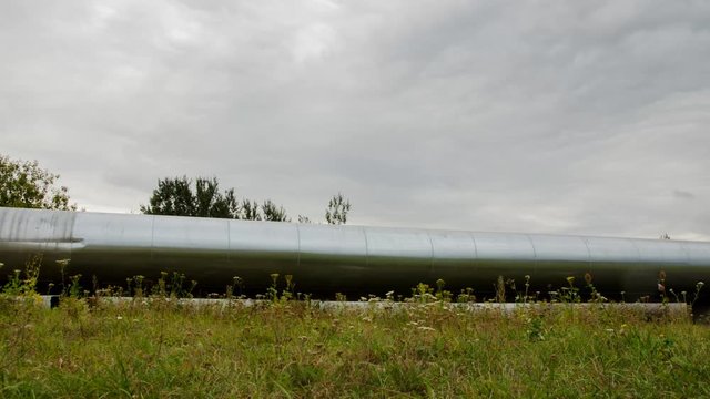 Hot water pipes are drawn into the city. City heating. Oil supply.