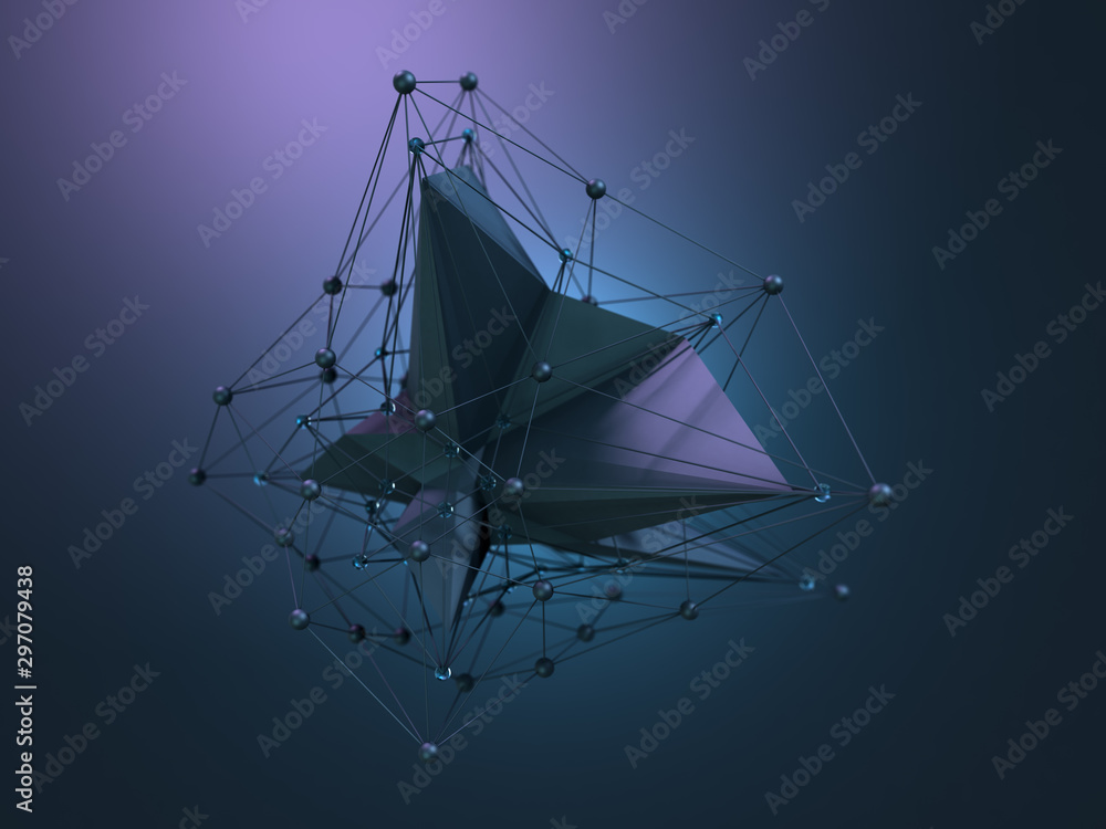 Aufkleber abstract polygonal space low poly background with connecting dots and lines. 3d