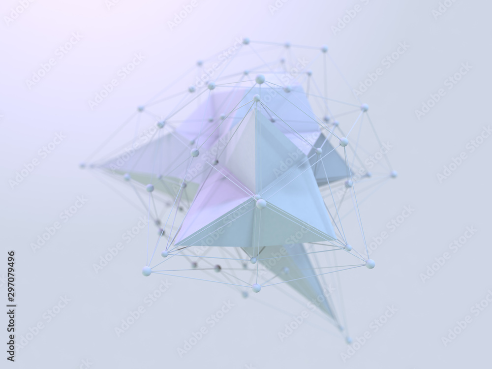 Poster abstract polygonal space low poly background with connecting dots and lines. 3d