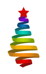 Vector Christmas decoration in LGBT colors. Ribbon with red star