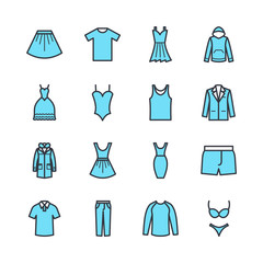 Set of clothes icon template color editable. Fashion pack symbol vector sign isolated on white background. Simple logo vector illustration for graphic and web design.