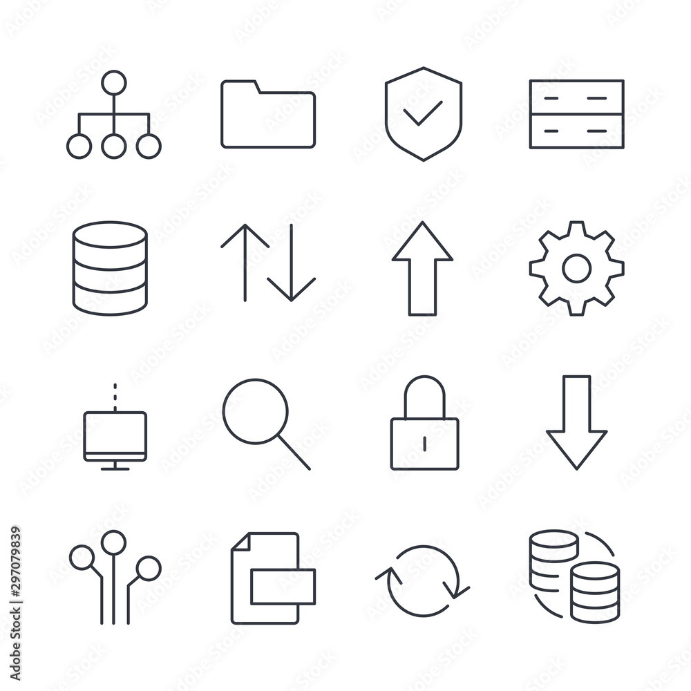 Poster database set icon template color editable. database analytics pack symbol vector sign isolated on wh