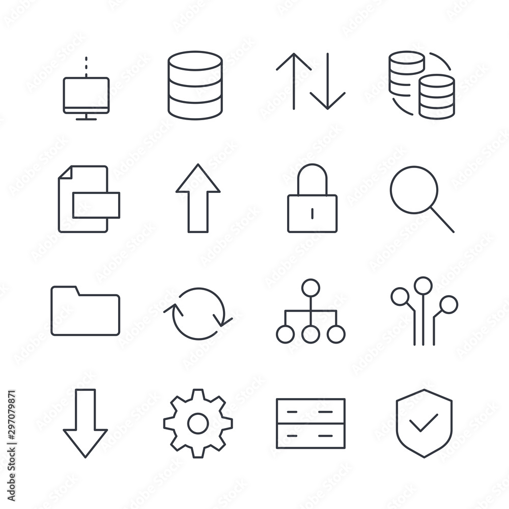 Poster database set icon template color editable. database analytics pack symbol vector sign isolated on wh