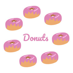 Frame of donuts.Hand drawn illustration.Vector illustration of donuts.
