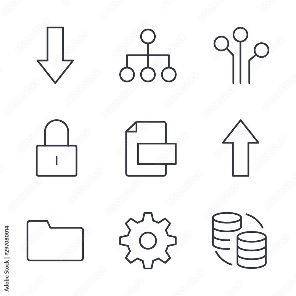 Aufkleber Database set icon template color editable. Database analytics pack symbol vector sign isolated on white background illustration for graphic and web design.