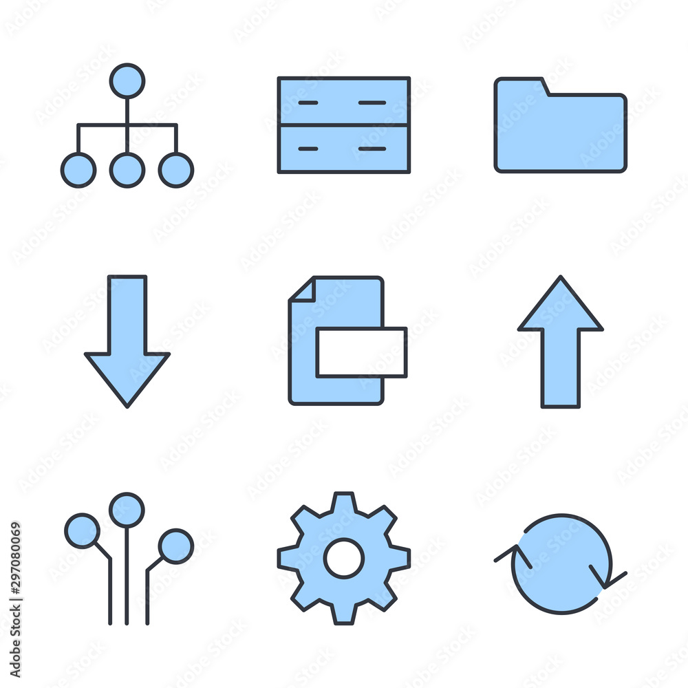 Poster Database set icon template color editable. Database analytics pack symbol vector sign isolated on white background illustration for graphic and web design.
