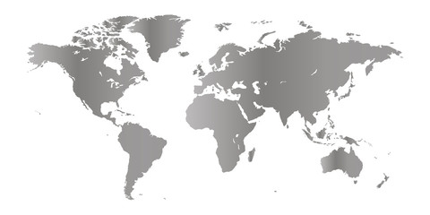 silver world map on white background. Vector EPS10