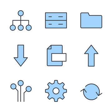 Database set icon template color editable. Database analytics pack symbol vector sign isolated on white background illustration for graphic and web design.