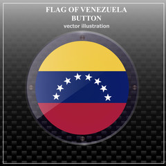Transparent button with flag of Venezuela. Colorful illustration with flag for web design. Button with black background. Vector illustration.