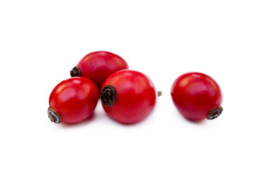 Ripe rose hip isolated on white background
