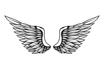 illustration of wings in tattoo style isolated on white background. Design element for logo, label, badge, sign. Vector illustration