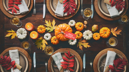 Thanksgiving celebration traditional dinner table setting