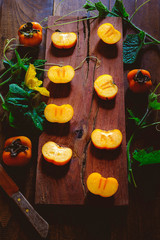 Persimmon on a wooden