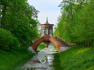 Bridge across canal in Alexander's park in Tsarskoe Selo