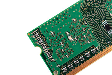 Computer memory board on white background
