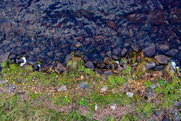 Stones by the water aerial. Stones on the shore antenna