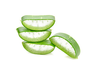 Aloe vera slice on white background