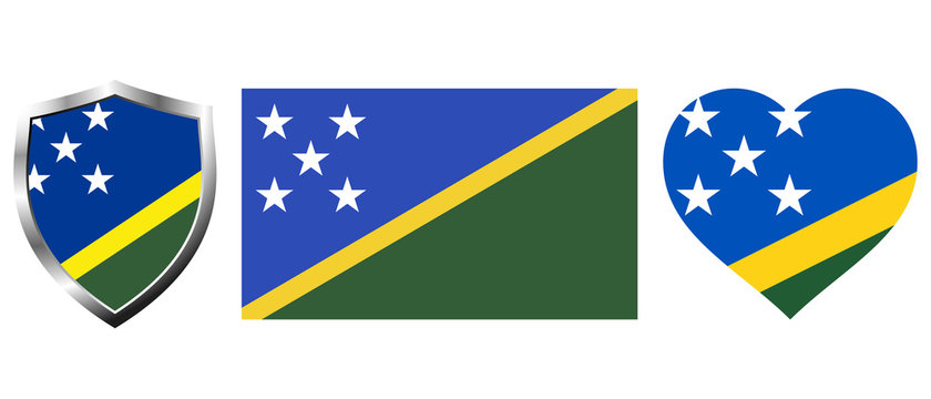 Set of Solomon Islands flag on isolated background vector illustration