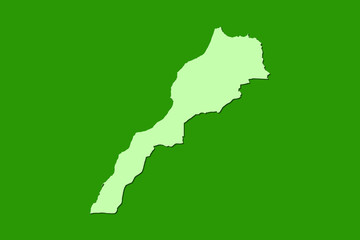 Morocco vector map with single land area using green color on dark background illustration