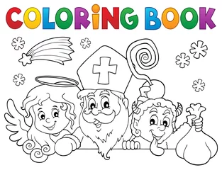 Poster de jardin Pour enfants Livre de coloriage Saint Nicolas thème 1