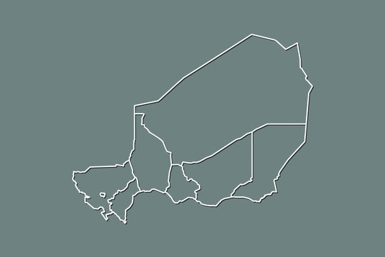 recommend clip art: Niger vector map with border lines of divisions using gray color on dark background illustration