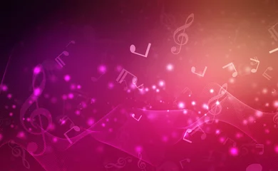 Fotobehang Abstract Colorful music background with notes, Music Party Background © blackboard