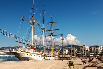 Sailing ship in the Harbor, Montenegro